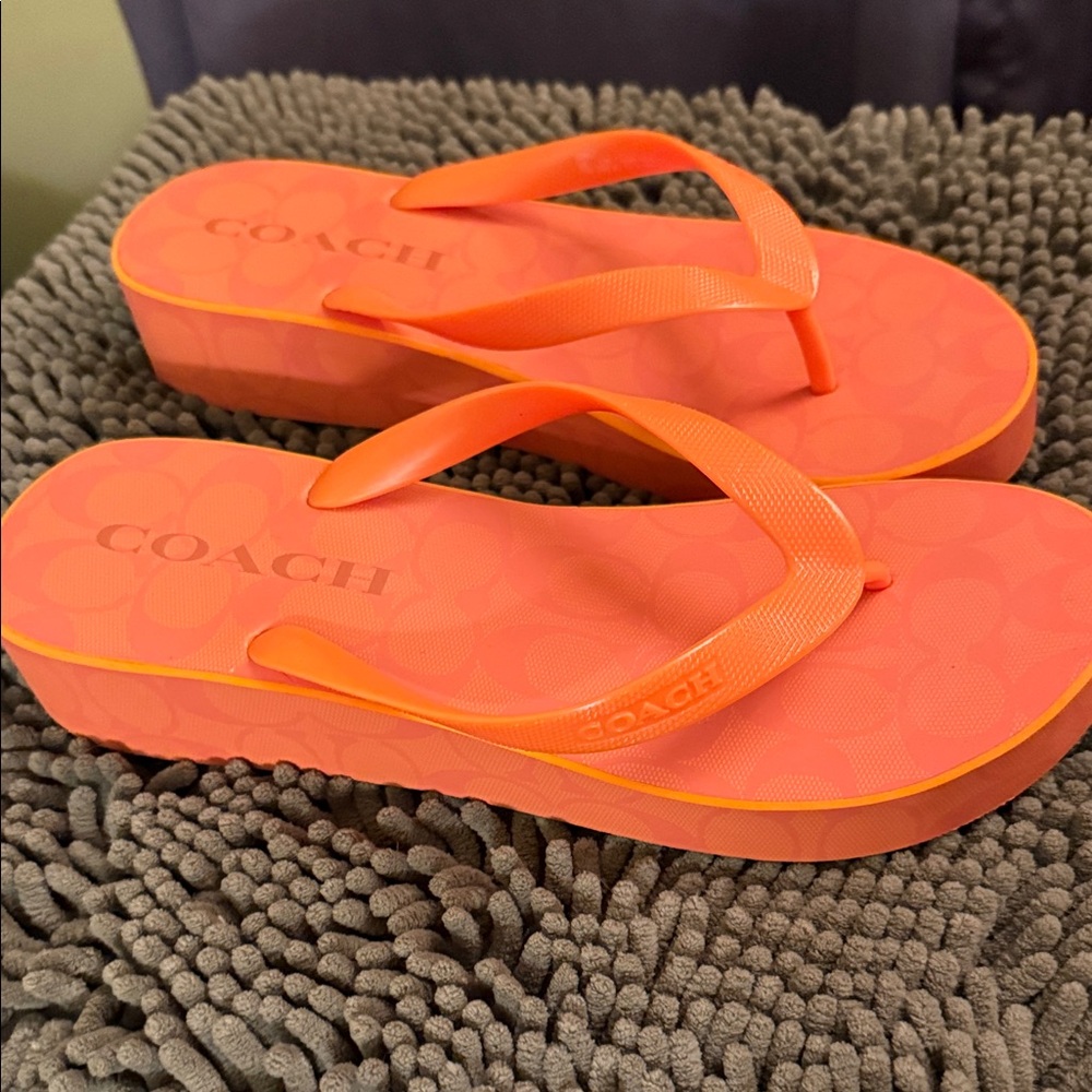 Coach Vibrant Orange Sandals